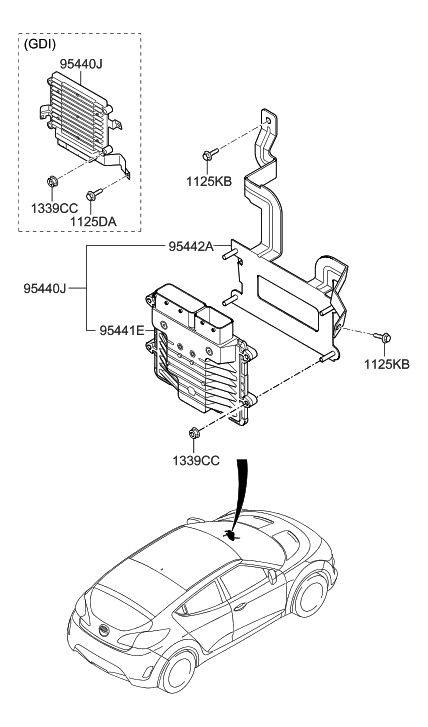 2016 Hyundai Veloster Bracket-Electronic Control Mod Diagram for 95442-2D400