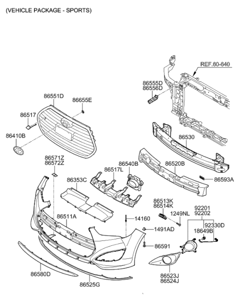 2017 Hyundai Veloster Front Bumper Diagram 2