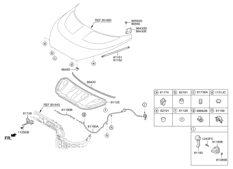 2015 Hyundai Veloster Lifter-Hood,LH Diagram for 81161-2V001