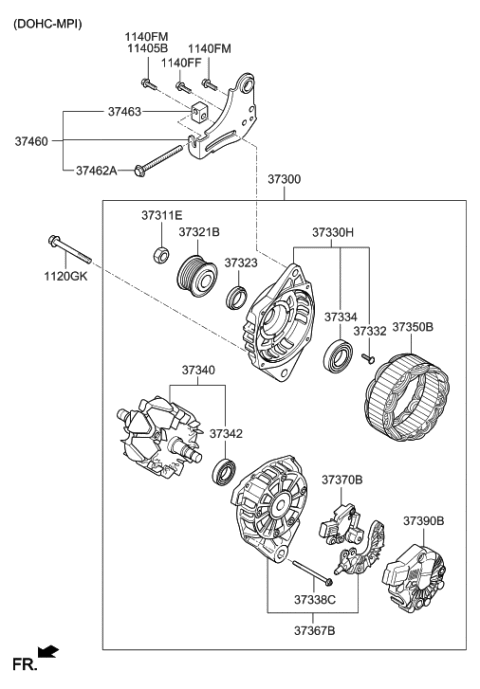 1991 Hyundai Scoupe Rotor Assembly-Generator Diagram for 37340-2G400