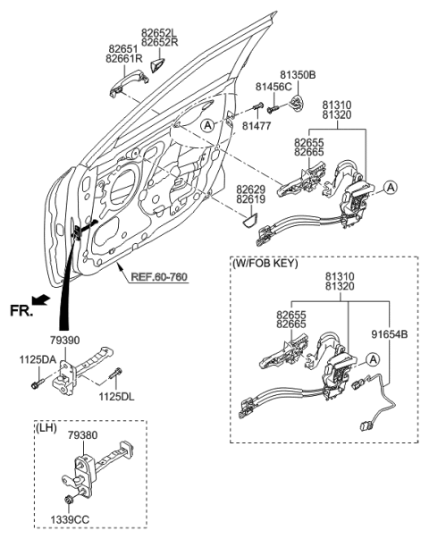 1991 Hyundai Scoupe Door Handle Assembly, Exterior, Right Diagram for 82661-2V000