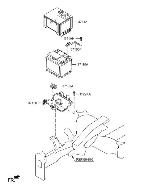 1991 Hyundai Scoupe Battery Sensor Assembly Diagram for 37180-1R600