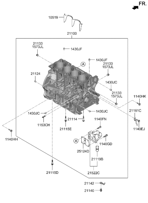 2020 Hyundai Veloster N Block Assembly-Cylinder Diagram for 3T03T-2GA06-F