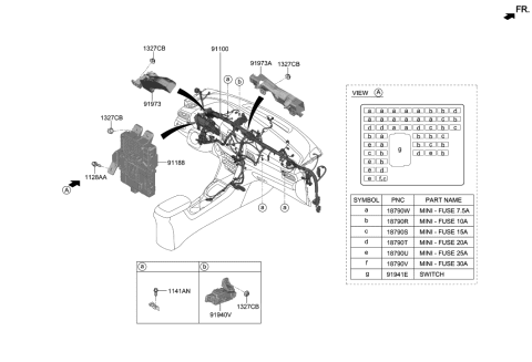 2021 Hyundai Veloster N Junction Box Assembly-I/PNL Diagram for 91950-K9050