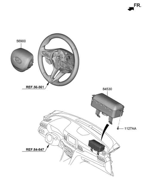2021 Hyundai Veloster N Module Assembly-STRG Wheel Air Bag Diagram for 80100-K9500-NNB