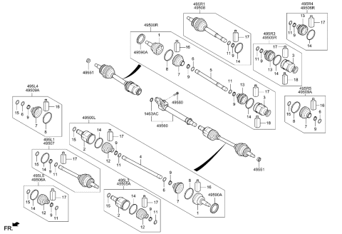 2019 Hyundai Veloster N Joint Kit-Diff Side,LH Diagram for 495L3-K9250