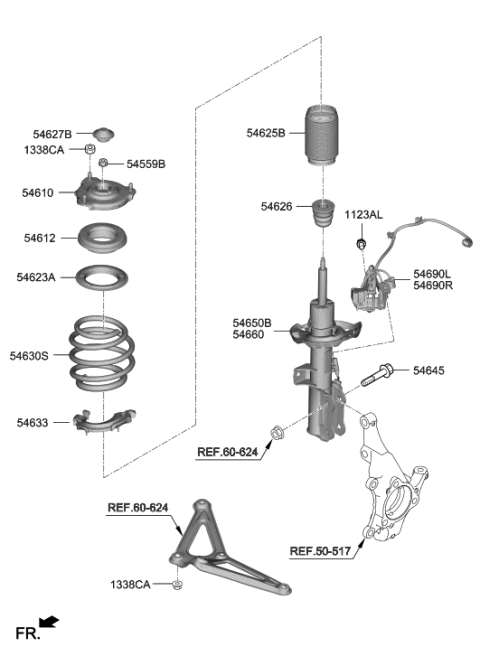 2019 Hyundai Veloster N Front Spring & Strut Diagram