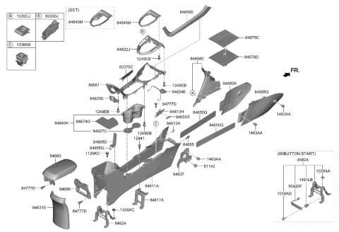 2021 Hyundai Veloster N EXTN Wiring-Console FR Diagram for 84653-K9300