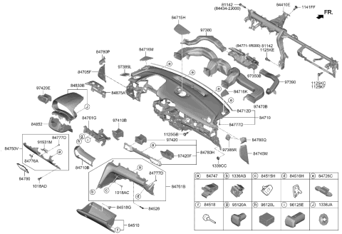 2022 Hyundai Veloster N Bar Assembly-Cowl Cross Diagram for 84410-K9200