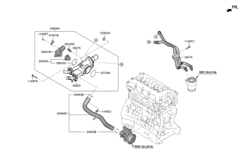 2019 Hyundai Veloster N Tube Assembly-Oil Cooler Diagram for 25470-2GTP1