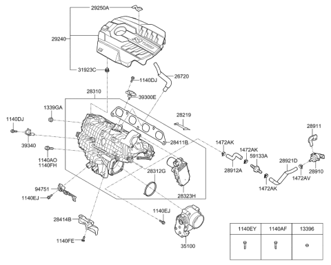 2018 Hyundai Sonata Hybrid Manifold Assembly-Intake Diagram for 28310-2GTB2