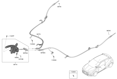2006 Hyundai Elantra Cable Assembly-Parking Brake,RH Diagram for 59770-K9000