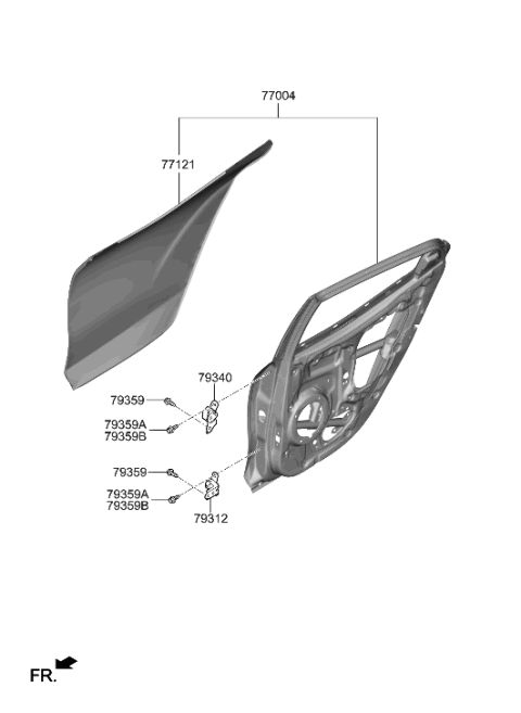 2023 Hyundai Ioniq 6 Hinge Assembly-Rear Door Upper,RH Diagram for 79340-2V000