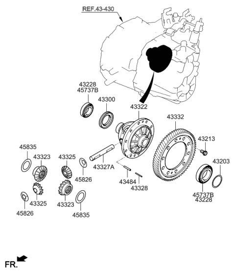 2006 Hyundai Elantra Gear-Differential Drive Diagram for 43332-24710