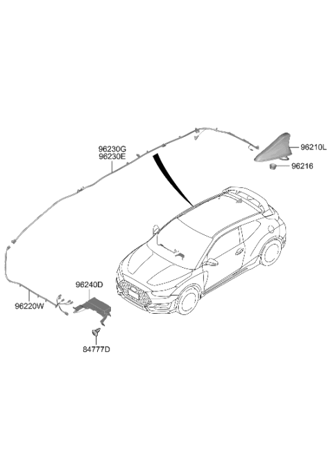 2021 Hyundai Veloster N Feeder Cable-Antenna FLR NO.1 Diagram for 96230-J3200