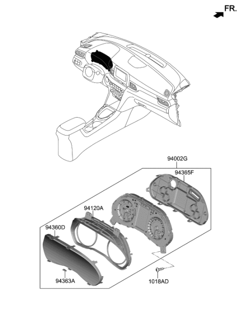 2018 Hyundai Sonata Hybrid Cluster Assembly-Instrument Diagram for 94003-K9700