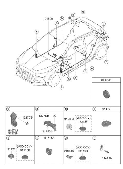 2022 Hyundai Veloster N Wiring Assembly-Floor Diagram for 91510-K9040