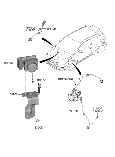 2022 Hyundai Veloster N Sensor Assembly-FR ABS.LH Diagram for 59810-K9100