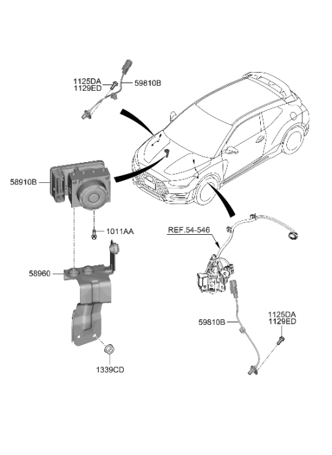 2006 Hyundai Elantra Sensor Assembly-FR ABS.LH Diagram for 59810-K9000