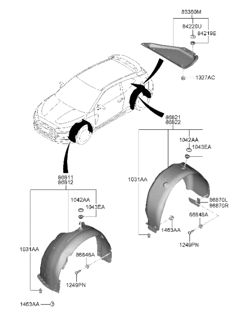 2020 Hyundai Veloster N GUARD ASSY-REAR MUD,LH Diagram for 86841-K9000