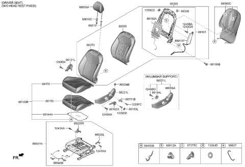 2006 Hyundai Elantra Front Left-Hand Seat Back Covering Assembly Diagram for 88360-K9010-SJA