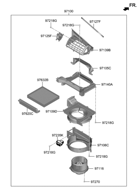 2020 Hyundai Veloster N Motor & Fan Assembly-A/C Blower Diagram for 97113-J3000
