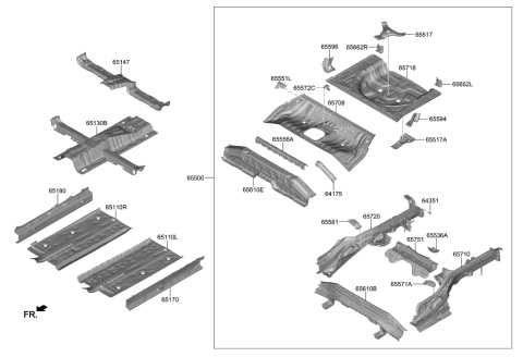 2021 Hyundai Veloster N Member Assembly-Rear Floor Side,LH Diagram for 65710-K9000