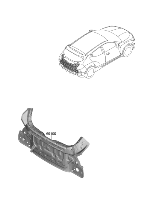 2021 Hyundai Veloster N Back Panel & Trunk Lid Diagram