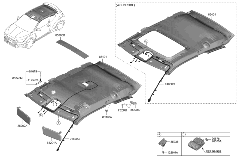 2019 Hyundai Veloster N Sun Visor Assembly, Left Diagram for 85210-J3100-NNB