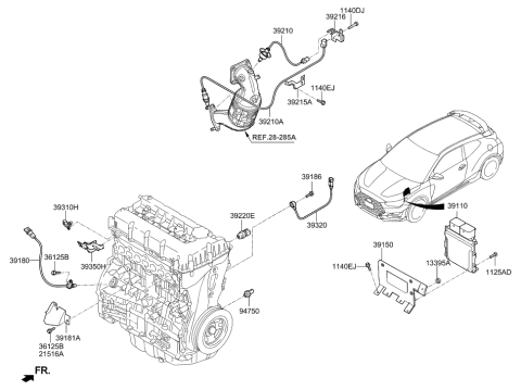 2020 Hyundai Veloster N Sensor Assembly-Oxygen Diagram for 39210-2GPD1