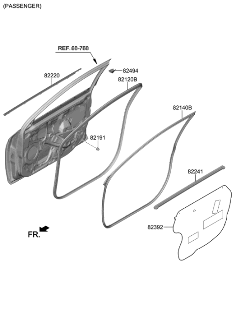 2023 Hyundai Ioniq 6 Weatherstrip Assembly-Front Door Side RH Diagram for 82140-J3000