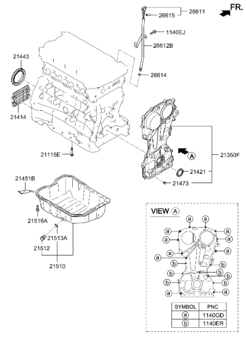 2021 Hyundai Veloster N Belt Cover & Oil Pan Diagram