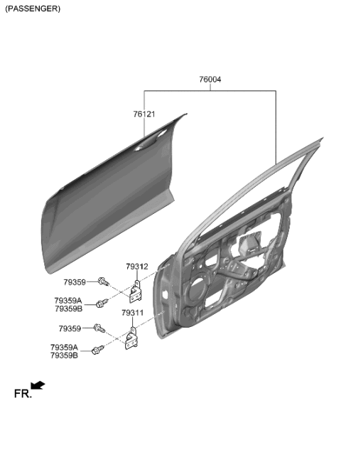 2006 Hyundai Elantra Panel-Front Door Outer,RH Diagram for 76121-J3000
