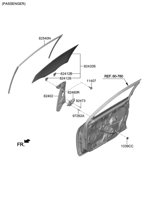 2022 Hyundai Veloster N Front Door Window Regulator & Glass Diagram 2