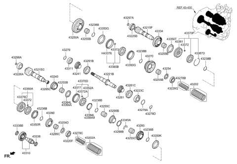 2019 Hyundai Veloster N Spacer Set-Output 2ND Rear Diagram for 43257-24250