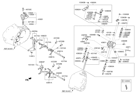 2006 Hyundai Elantra Lever-Select Diagram for 43870-24700