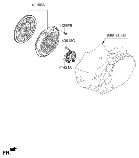 2019 Hyundai Veloster N Clutch & Release Fork Diagram 1