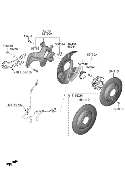 2020 Hyundai Veloster N Rear Wheel Hub And Bearing Assembly Diagram for 52730-C1100