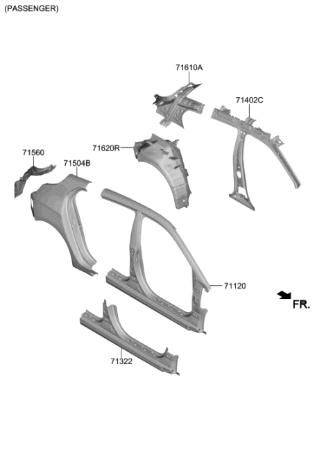 2006 Hyundai Elantra Pillar Assembly-Center Inner,RH Diagram for 71402-J3000