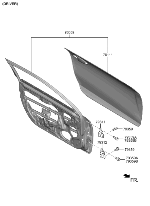 2006 Hyundai Elantra Panel-Front Door Outer,LH Diagram for 76111-J3000