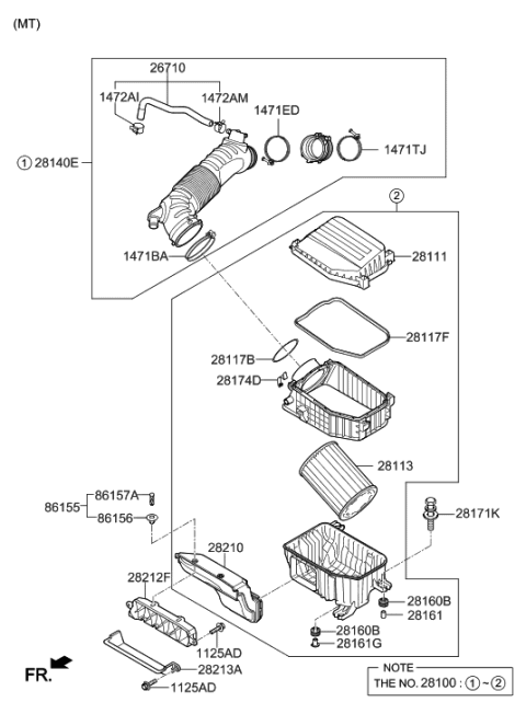 2022 Hyundai Veloster N Cleaner Assembly-Air Diagram for 28100-K9200