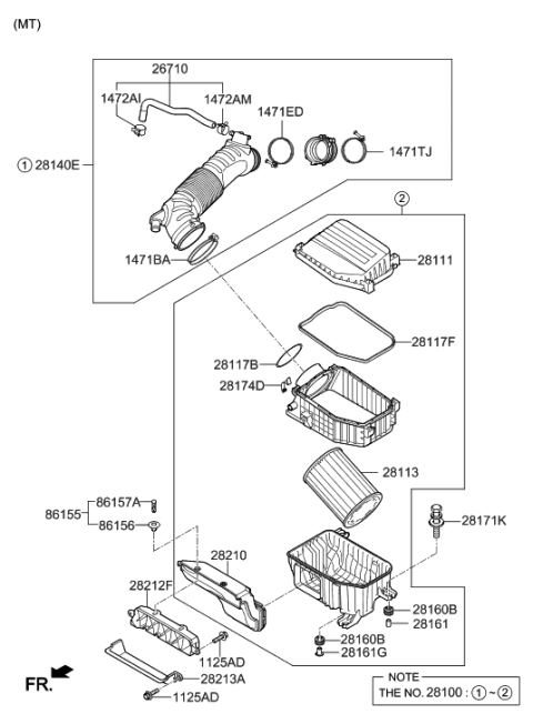 2022 Hyundai Veloster N Air Cleaner Diagram 2