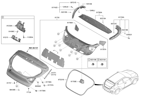 2020 Hyundai Veloster N Panel Assembly-Tail Gate Trim Diagram for 81750-J3000-NNB