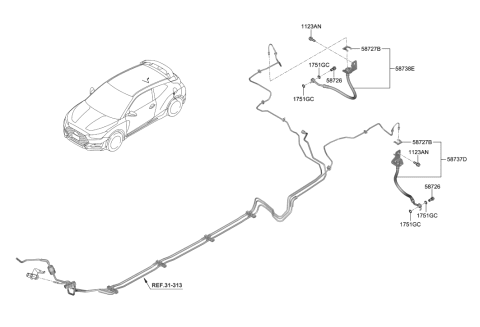2006 Hyundai Elantra Hose-Brake Rear,LH Diagram for 58737-K9000