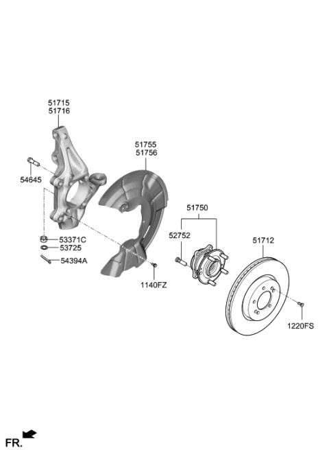 2018 Hyundai Sonata Hybrid Knuckle-Front Axle,RH Diagram for 51711-K9600