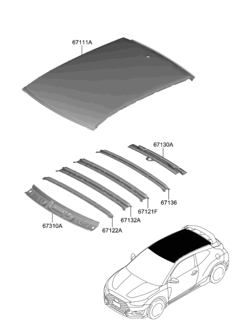 2021 Hyundai Veloster N Roof Panel Diagram