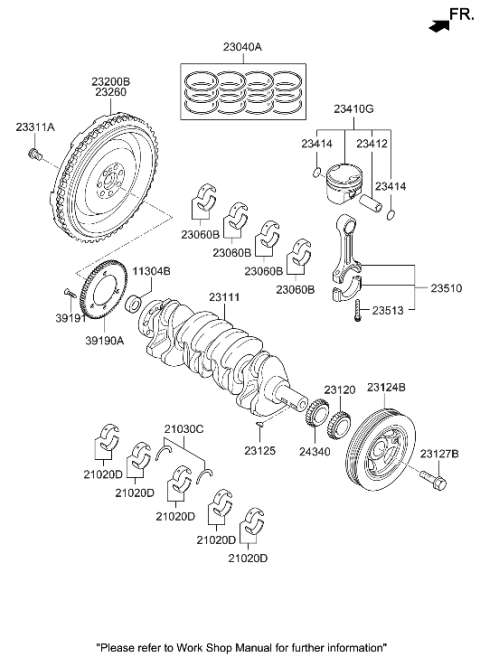 2022 Hyundai Veloster N Piston & Pin & Snap Ring Assembly Diagram for 23410-2GTA0