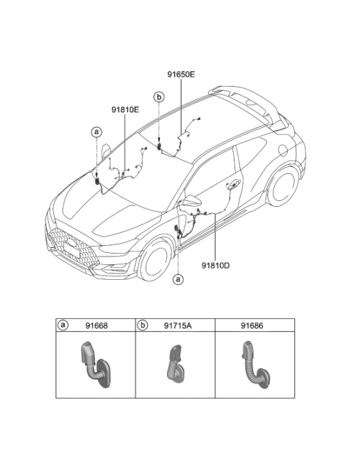 2019 Hyundai Veloster N WIRING ASSY-FR DR(DRIVER) Diagram for 91600-K9050