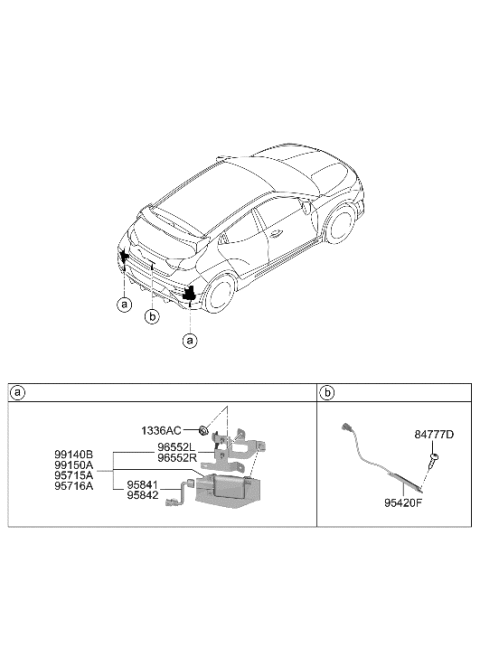2006 Hyundai Elantra UNIT ASSY-REAR CORNER RADAR,RH Diagram for 99150-K9200