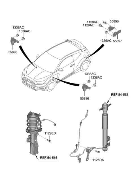 2021 Hyundai Veloster N Bracket-G Sensor Diagram for 55894-B1000